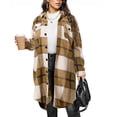 thumbnail image 1 of UPPADA Women's Casual Long Plaid Shirt Shacket Long Sleeve Lounge Lapel Button Down Plaid Jacket Winter Coats with Pocket,Womens Shacket Lightweight,M, 1 of 2