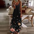 thumbnail image 1 of UPPADA Women's Casual Sleeveless Deep V Neck Dress Beach Waist Flowy Maxi Dresses Summer Floral Tie Front Spaghetti Strap Casual Boho Beach Flowy Sundress with Pockets Black,L, 1 of 5