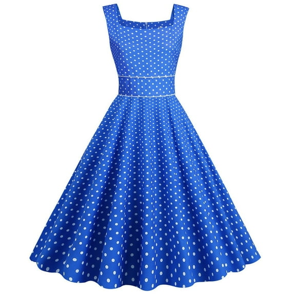 UPPADA Women's Classic Tea Dress Short Sleeve Swing Cocktail Party Dresses 1950s Retro Vintage Polka Dot 1950s Rockabilly Prom Midi Dress