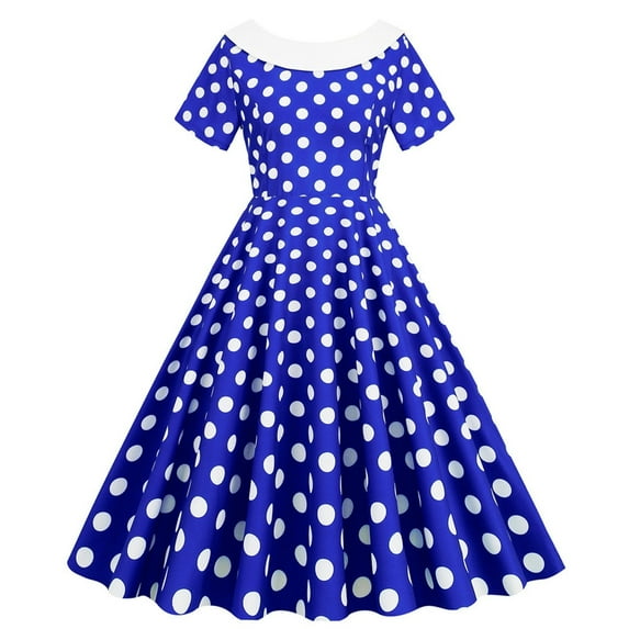 UPPADA Women's Classic Tea Dress Short Sleeve Swing Cocktail Party Dresses 1950s Retro Vintage Polka Dot 1950s Rockabilly Prom Midi Dress
