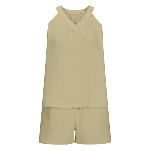 UPPADA Women's Cute Silk Satin Pajamas Sets Lace Trim Cami Tops Shorts Sleepwear Ladies Sleepwear Lace Pajamas Cami Pjs Set Pajama Set Beige,M