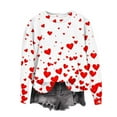 thumbnail image 1 of UPPADA Women's Cute Valentine Sweatshirt Heart Print Long Sleeve Pullover Crewneck Blouse Loose Fashionable Red,XL, 1 of 5