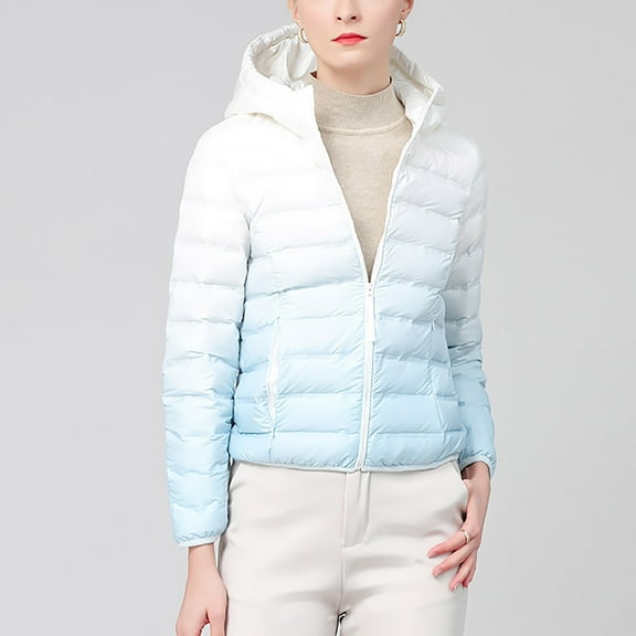 UPPADA Women's Fall Puffer Jacket Lightweight Jacket Lightweight Quilted Puffer Jacket Winter Warm Puffy Jacket with Lapel Collar Womens Dolman Quilted Jacket Blue,L