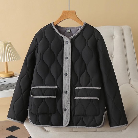 UPPADA Women's Fall Quilted Jackets Trendy Puffy Coats Quilted Bomber Jacket Lightweight Warm Winter Outerwear Clothing,Womens Light Jacket To Wear Over A Dress Black,XXXXL