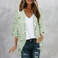 thumbnail image 1 of UPPADA Women's Fashionable Floral Print Puff Sleeve Kimono Cardigan Loose Plus Size Chiffon Cover up Casual Lightweight Beach Blouse Tops Green,XL, 1 of 5