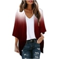 thumbnail image 1 of UPPADA Women's Fashionable Floral Print Puff Sleeve Kimono Cardigan Loose Plus Size Chiffon Cover up Casual Lightweight Beach Blouse Tops Red,L, 1 of 4