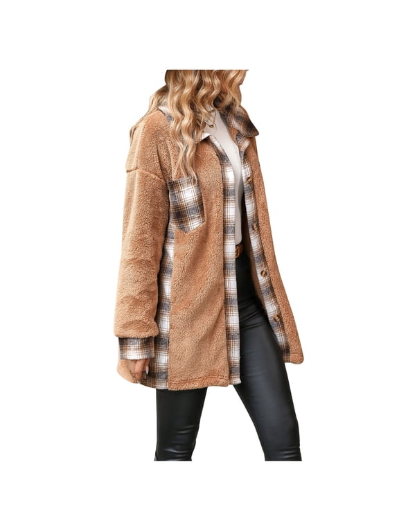 Women's Flannel Shirt Plaid Open Front Tops Long Sleeve Button up Plaid Shirts Tops with Pockets Yellow,XXL