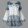 thumbnail image 1 of UPPADA Women's Floral Print Blouses Plus Size Tunic Tops Long Bell Sleeve Tunic Tops Vintage Lace Up Shirts Casual Loose Fit Graphic Tees Pleated Flare Comfy Tops Ladies Blouses, 1 of 4