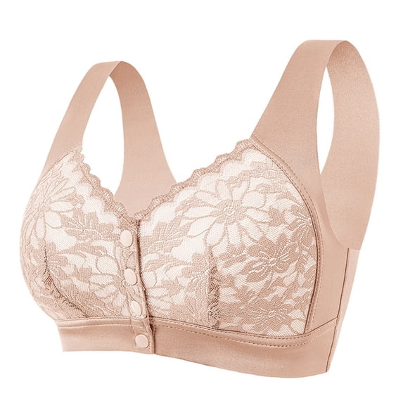 UPPADA Women's Front Closure Racerback Bras Push up Full Coverage Bras No Underwire Support Bras Solid Comfy Seamless Bras Savings Khaki,XXL