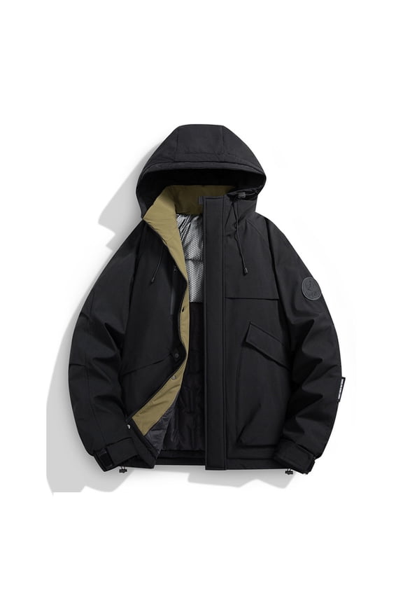 Women's Hooded Casual Jackets Warm Winter Thicken Coat Waterproof Cropped Jackets Parka with Pockets,Coat for Women Black,M
