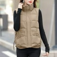 thumbnail image 1 of UPPADA Women's Hooded Puffer Vest Winter Warm Zip up Vest Quilted Padded Fall Jackets with Pockets Womens Hooded Long Down Vest Khaki,M, 1 of 9