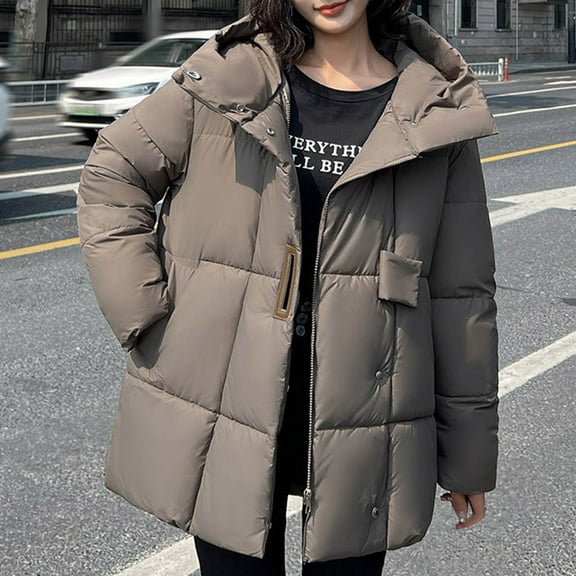 UPPADA Women's Lightweight Down Coat Long Sleeve Full Zipper Oversized Packable Short Puffer Jackets with Pockets Gray,L Winter Coat for Women Winter