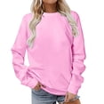 thumbnail image 1 of UPPADA Women's Long Sleeve Drop Shoulder Crewneck Sweatshirt Casual Solid Sweatshirts for Women Fall Clothes Outfits Y2k Comfy Cute Sweatshirts Pink,XXXXL, 1 of 5