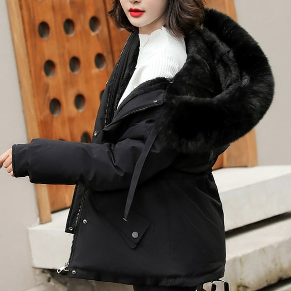 UPPADA Women's Long Winter Coats Thickened Button Down Jackets Warm Puffer Jacket Waterproof Parka Coats with Pockets Black,xl Winter Coats for Women Winter