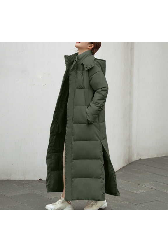 Women's Long Winter Puffer Coats Hooded Over Knee Outerwear Maxi Quilted Jackets Warm Padded Coat with Pockets,Womens Waterproof Hooded Winter Jackets Army Green,XXXL