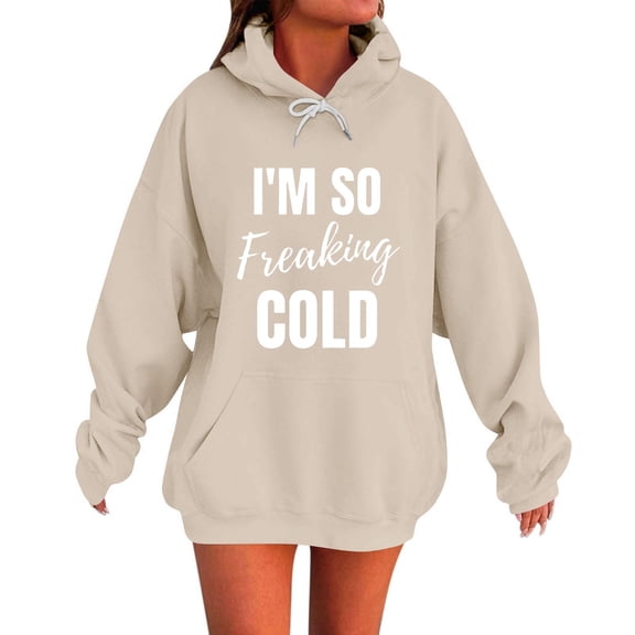 UPPADA Women's Oversized Graphic Hoodie Funny Letter Print Casual Hoodie Pullover Fall Winter Hooded Sweatshirt with Kangaroo Pockets Fall Savings Khaki,XL