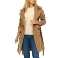thumbnail image 1 of UPPADA Women's Pea Coats Long Trench Ladies Elegant Solid Color Jacket Trendy Pea Coats Wool Blend Holiday Lapel Classic Trench Coat Brown,L, 1 of 5