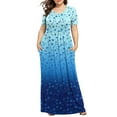 thumbnail image 1 of UPPADA Women's Plus Size Maxi Dresses for Curvy Women Summer Short Sleeve Casual Long Dress Floral Casual Tshirts Dresses Smocked Backless Beach Flowy Loose Dress with Pockets Multicolor,XXXXL, 1 of 6