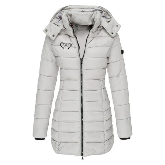 UPPADA Women's Plus Size Winter Coats Solid Puffer Jackets Waterproof Warm Parka Coat Hooded Puffer Parka Jackets Snow Jacket with Pockets Gray,2xl Womens Winter Coats