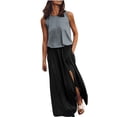 thumbnail image 1 of UPPADA Women's Sleeveless Summer Dresses Split Flowy Maxi Dress Loose Fit Boho Beach Tank Dresses with Pockets Gray,XL, 1 of 5
