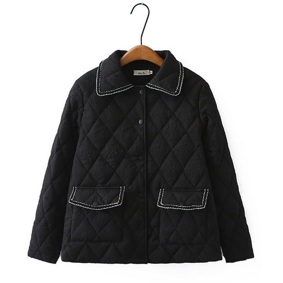 UPPADA Women's Stand Collar Fall Coats Lightweight Quilted Puffer Jacket Padded Zip Up Coat for Spring and Winter Puffer Jacket Hiking Outwear,Womens Ski Jacket Waterproof Plus Size Black,XL