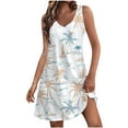 thumbnail image 1 of UPPADA Women's Summer Beach Dress Floral Print Midi Sundress Sleeveless Casual T-Shirts Dress V Neck Loose Boho Tank Dresses Buy Again Orders Placed By Me White,S, 1 of 7