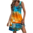 thumbnail image 1 of UPPADA Women's Summer Beach Dress Floral Print Midi Sundress Sleeveless Casual T-Shirts Dress V Neck Loose Boho Tank Dresses Womens Clothes Orange,S, 1 of 7