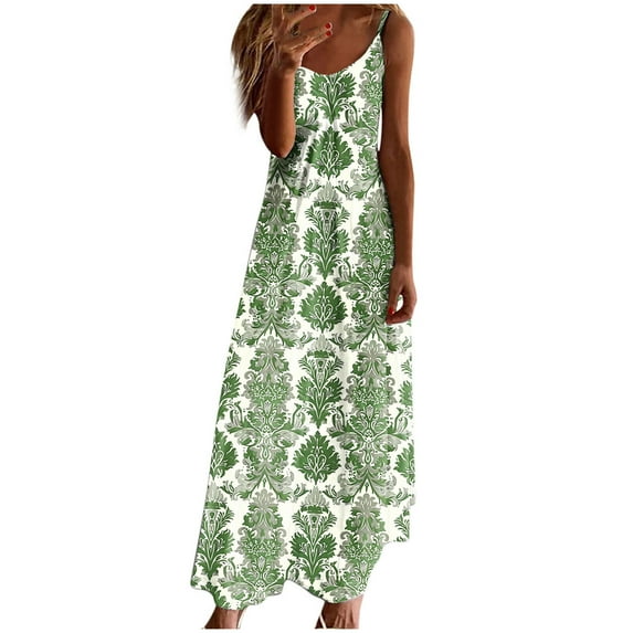 UPPADA Women's Summer Dress Sleeveless Spaghetti Strap Maxi Dress V Neck Sequin Print Elegant Dress Flowy Cocktail Dress for Party Mystery Boxes for Sale Multicolor,XXXL