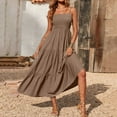 thumbnail image 1 of UPPADA Women's Summer Maxi Dress Casual Boho Sleeveless Spaghetti Strap Smocked Tiered Long Beach Sundresses Bohemian A Line Flowy Dresses Off Shoulder Smocked Lace Trim Dress Coffee,XXXXL, 1 of 7