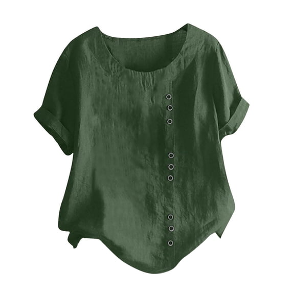 UPPADA Women's Summer Shirts Oversized Shirts for Women Loose Fit Cotton Tops Floral Printing Shirt Buttons Short Sleeves Blouse Casual Tees Blusas Casuales De Mujer