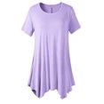 thumbnail image 1 of UPPADA Women's Summer Tunic Tops To Wear with Leggings Solid Irregular Hem T Shirts Short Sleeve Crewneck Flowy Loose Blouse, 1 of 6