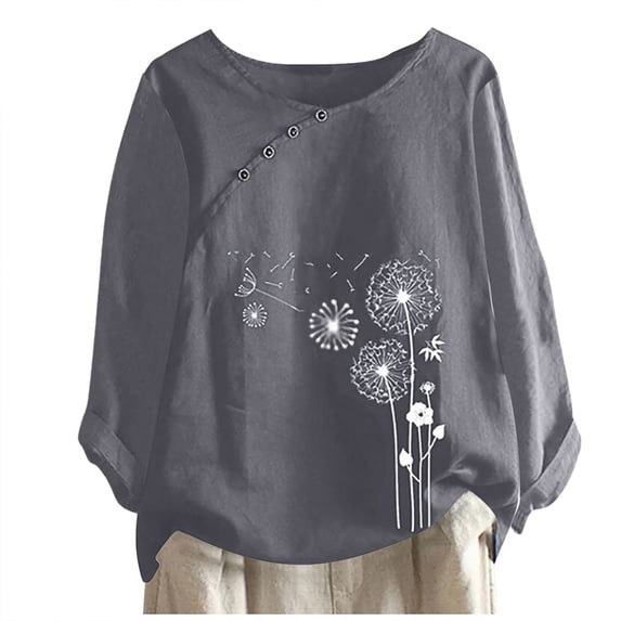 UPPADA Women's T-Shirts 2025 Oversized Shirts for Women Loose Fit Cotton Tops floral Printing Shirt Buttons Short Sleeves Blouse Casual Tees Blusas Casuales De Mujer 2025