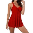 thumbnail image 1 of UPPADA Women's Tankini Sets Two Piece Swimsuit V Neck Sleeveless Straps Swimwear Tummy Control Push Up Bra Bathing Suit Cute Summer Swimdress with Brief Clearance on Sale Red,XXXXL, 1 of 5