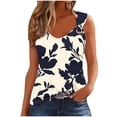 thumbnail image 1 of UPPADA Women's V Neck Tank Tops Summer Shirts 2025 Vacation Casual Sleeveless Shirts Summer Basic Tees Dressy Casual Vacation Clothes Clarence Items Beige,M, 1 of 4