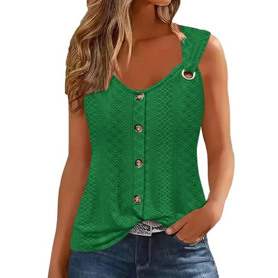 UPPADA Women's V Neck Tank Tops Summer Shirts 2025 Vacation Casual Sleeveless Shirts Summer Basic Tees Dressy Casual Vacation Clothes Green,S