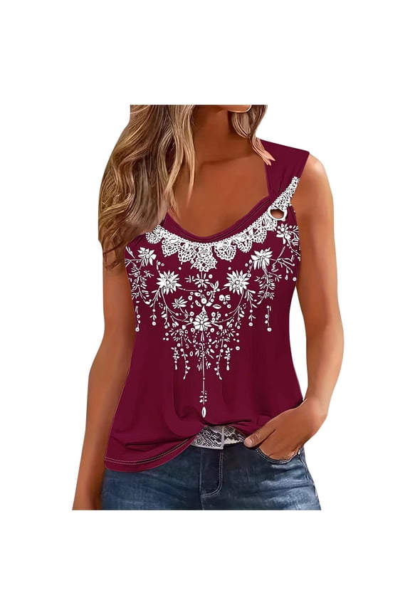Women's V Neck Tank Tops Summer Shirts 2025 Vacation Casual Sleeveless Shirts Summer Basic Tees Dressy Casual Vacation Clothes Womens Clothes Wine,L