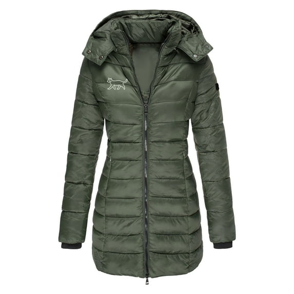 UPPADA Women's Warm Winter Coat Long Puffer Overcoats Waterproof Zipper Jackets Mid-Length Puffer Jacket with Pockets Army Green,3xl Puffer Jacket Womens