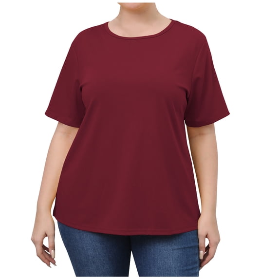 Summer Savings Clearance 2024 UPPADA Women's White Tshirt Plus Size Shirts for Women,Women's Casual Solid Color T Shirts Short Sleeve Blouses Crew Neck Basic Summer Tops Women Tops Short Sleeve