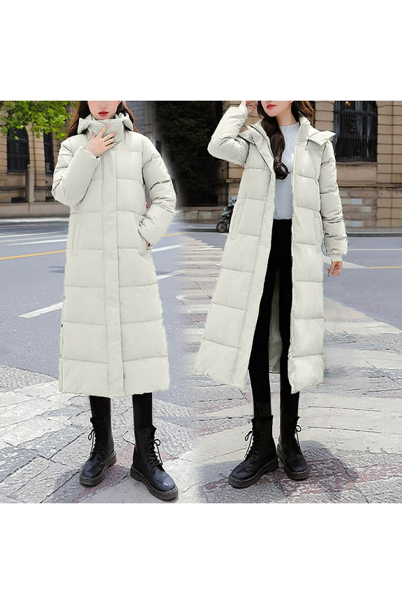 Women's Winter Coats with Hood Fashion Warm Long Fall Jackets Clothes Oversized Shearling Fleece Long Coats Jackets with Pockets Winter Coat Women Waterproof 3 In 1 Beige,L