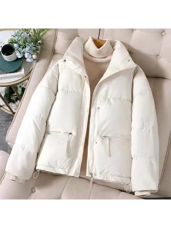 Women's Winter Cropped Puffer Jacket with Hood Waterproof Short Warm Quilted Coats Puffy Bubble Coat Short Outwear with Pockets,M