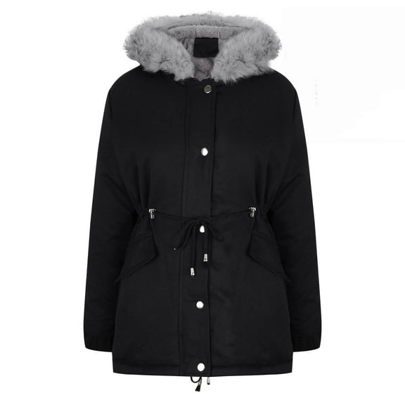 UPPADA Women's Winter Fleece Lined Coat Waterproof Puffer Jacket with Faux Fur Hood Warm Parka Jackets Puffer Quilted Thicken Hooded Outerwear with Pockets,Winter Puffer Jackets for Women Gray,M