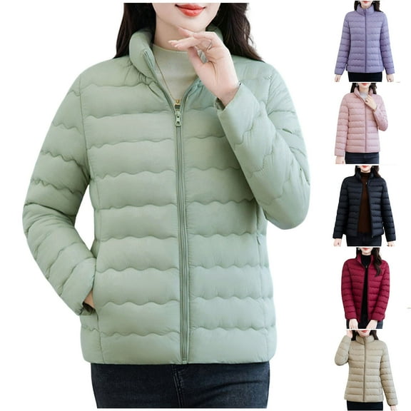 UPPADA Women's Winter Quilted Jackets Lightweight Puffer Coats Quilted Padded Full-Zip Outerwear Water-Resistant Winter Coat with Pockets,Puffer Jacket Womens Black,XXXXL