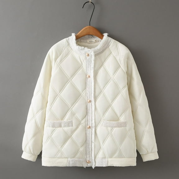 UPPADA Women's Winter Quilted Jackets Lightweight Zip Up Outerwear Coat Long Sleeve Warm Button Down Puffer Jacket Puffer Jacket Outerwear Coats with Pockets,Long White Puffer Coat Women White,XXXXL
