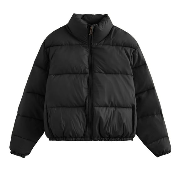 UPPADA Women's Winter Warm Coats Long Sleeve Full Zipper Oversized Puffer Jackets Loose Fit Ski Coats with Pockets Black,S Winter Coat for Women