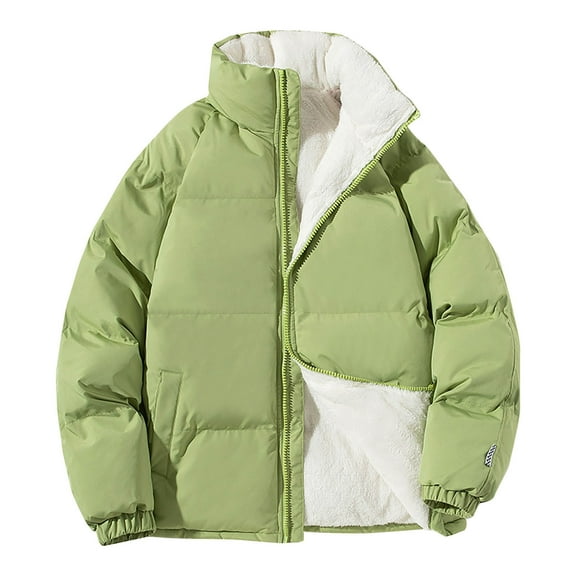 UPPADA Women's Winter Warm Coats Long Sleeve Full Zipper Oversized Puffer Jackets Loose Fit Ski Coats with Pockets Green,M Lightweight Winter Jacket Women
