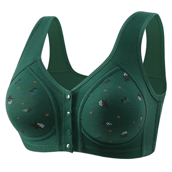 UPPADA Women's Wireless Front Closure Bras High Support Full Coverage Bras Wide Strap Comfy Bras No Underwire Full Support No Padding No Underwire Green,42
