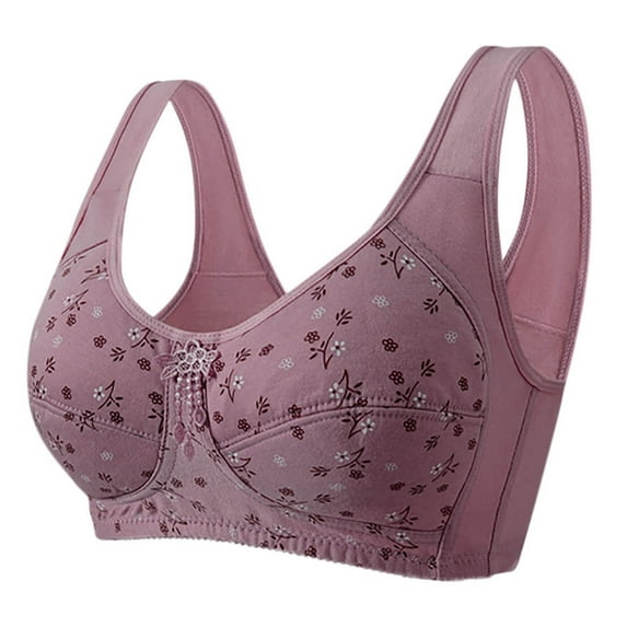 UPPADA Women's Wireless Front Closure Bras High Support Full Coverage Bras Wide Strap Comfy Bras No Underwire Full Support No Padding No Underwire Purple,42/95
