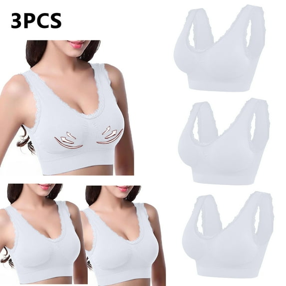UPPADA Womens 2 Pack Sports Bras Seamless Wireless Sleep Bras Comfortable Mesh Bras Yoga Bra Plus Size Workout Sports Bra Casual Fitness Bra ,XXL