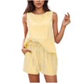 thumbnail image 1 of UPPADA Womens 2 Piece Outfits Sleeveless Tank Tops and Shorts Casual Summer Two Piece Lounge Set Crewneck Sets 2 Piece Beach Vacation Outfits Yellow,L, 1 of 7