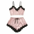 thumbnail image 1 of UPPADA Womens 2 Piece Pajama Sets Camisole Pajamas Fashion Lace Silk Satin Loungewear Casual Underwear Nightdress Top Shorts 2 Pieces Sleepwear Sets Pink,XXL, 1 of 7